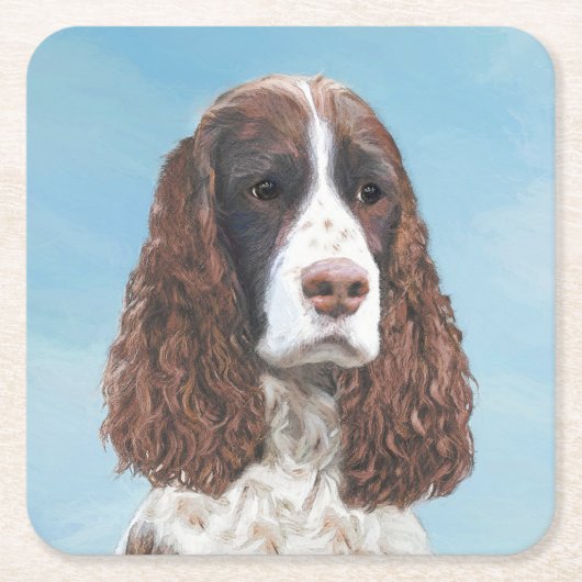 Engelstalige spaniel-schilderkunst kartonnen onderzetters (Voorkant)