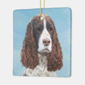 Engelstalige spaniel-schilderkunst keramisch ornament (Links)