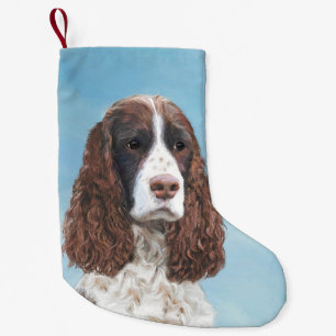Engelstalige spaniel-schilderkunst kleine kerstsok