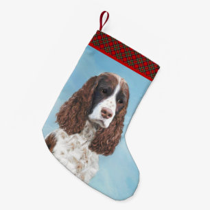 Engelstalige spaniel-schilderkunst kleine kerstsok