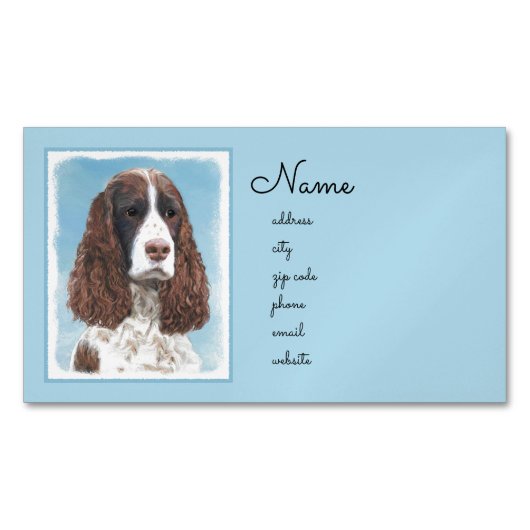 Engelstalige spaniel-schilderkunst magnetisch visitekaartje (Voorkant)