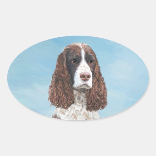 Engelstalige spaniel-schilderkunst ovale sticker (Voorkant)