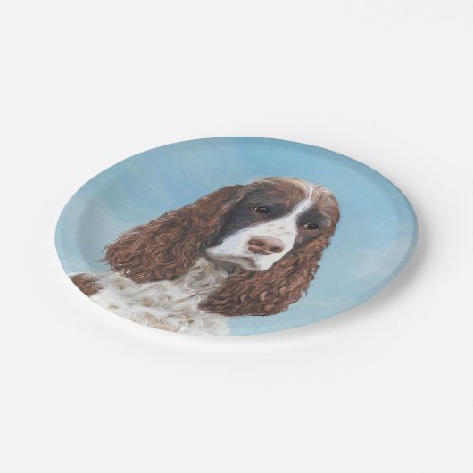 Engelstalige spaniel-schilderkunst papieren bordje (Gekanteld)