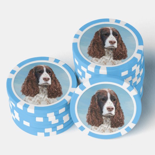 Engelstalige spaniel-schilderkunst poker chips (Opstapeling)