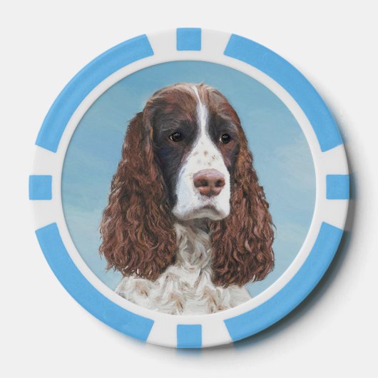 Engelstalige spaniel-schilderkunst poker chips (Voorkant)