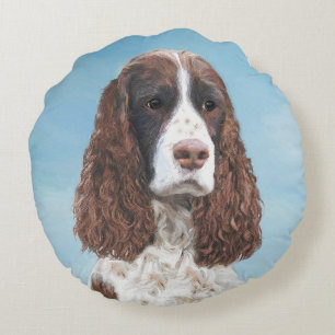 Engelstalige spaniel-schilderkunst rond kussen