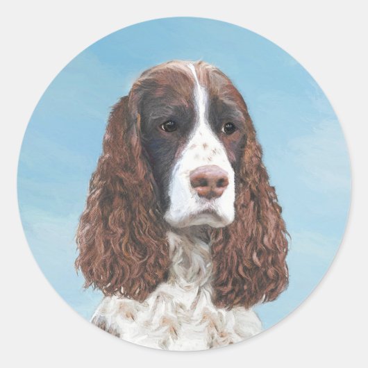 Engelstalige spaniel-schilderkunst ronde sticker (Voorkant)
