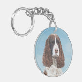 Engelstalige spaniel-schilderkunst sleutelhanger (Voorkant Links)