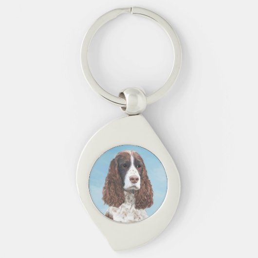 Engelstalige spaniel-schilderkunst sleutelhanger (Voorkant)
