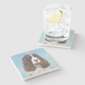 Engelstalige spaniel-schilderkunst stenen onderzetter (Zijkant)