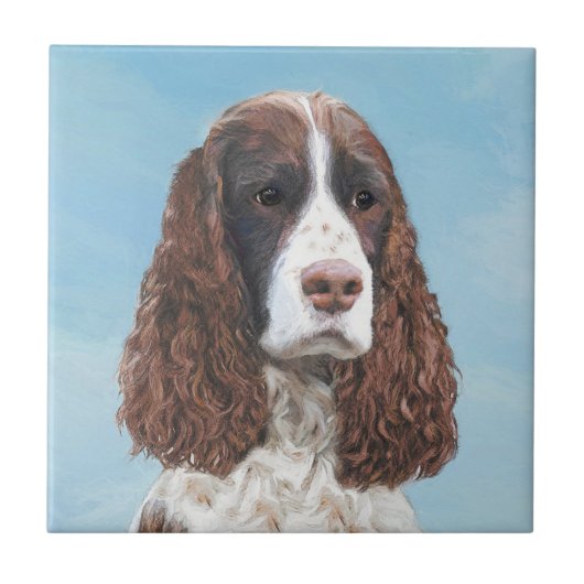 Engelstalige spaniel-schilderkunst tegeltje (Voorkant)