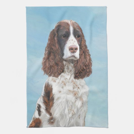Engelstalige spaniel-schilderkunst theedoek (Verticaal)