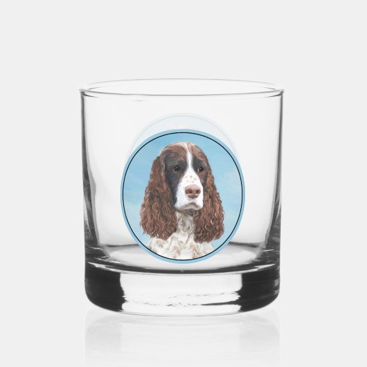 Engelstalige spaniel-schilderkunst whisky glas (Achterkant)