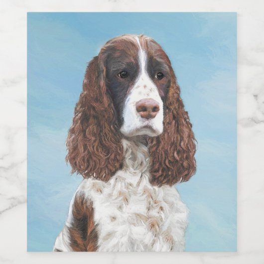 Engelstalige spaniel-schilderkunst wijn etiket (Enkel label)