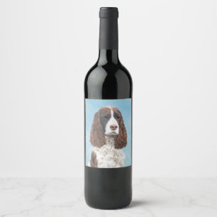 Engelstalige spaniel-schilderkunst wijn etiket