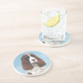 Engelstalige spaniel-schilderkunst zandsteen onderzetter (Zijkant)