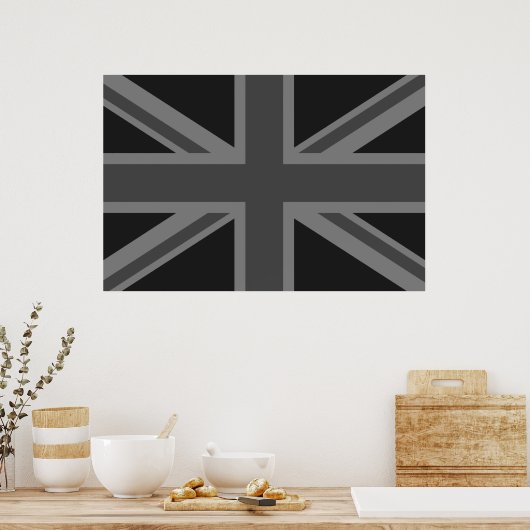 Engelstalige vlag Black Gray Poster (Keuken)