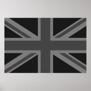 Engelstalige vlag Black Gray Poster