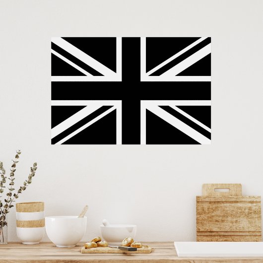 Engelstalige vlag Black White Poster (Keuken)
