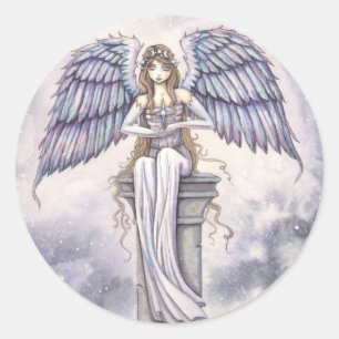 Engelstickers door Molly Harrison Fantasy Art Ronde Sticker