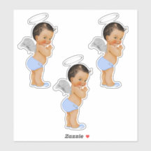 Engeltje Baby Jongen Lichtblauwe Zilveren Vleugels