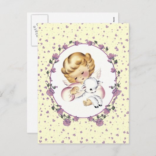 engeltje met lam Pasen Feestdagenkaart (Voorkant / Achterkant)