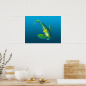 Engelvis - Elegantie op verloop van blauwe achterg Poster (Keuken)