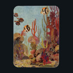 Engelvis in Koraal, Oude Tropische Vissen in Oceaa Magneet<br><div class="desc">Vintage illustratie van mariene tropische engelvis die zwemt in een koraalrif. Doe je duikuitrusting aan, zwem met de vissen en reis onder water naar de bodem van de diepe blauwe zee!</div>