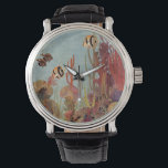 Engelvis in Koraal, Vintage Tropische Vissen in Oc Horloge<br><div class="desc">Vintage illustratie van mariene tropische engelvis die zwemt in een koraalrif. Doe je duikuitrusting aan, zwem met de vissen en reis onder water naar de bodem van de diepe blauwe zee!</div>
