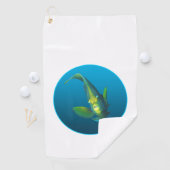 Engelvis - Ontwerp op verloop van blauwe achtergro Golfhanddoek (Insitu)