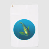 Engelvis - Ontwerp op verloop van blauwe achtergro Golfhanddoek (Voorkant)