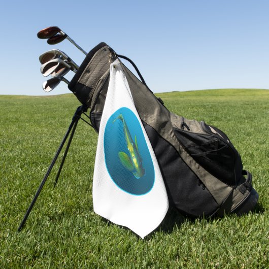 Engelvis - Ontwerp op verloop van blauwe achtergro Golfhanddoek (Groen)