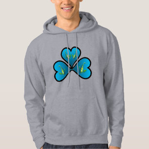 Engelvis Tweeling - 3 Blauwe Harten met Zwarte Ran Hoodie