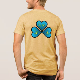 Engelvis Tweeling - 3 Blauwe Hartjes met Zwarte Ra Tri-Blend Shirt