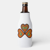 Engelvis Tweeling - 3 Zwart-omrande Rode Harten | Flesjeskoeler (Fles Voorkant)