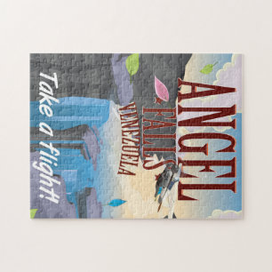 Engelwatervallen Venezuela vakantieposter. Legpuzzel
