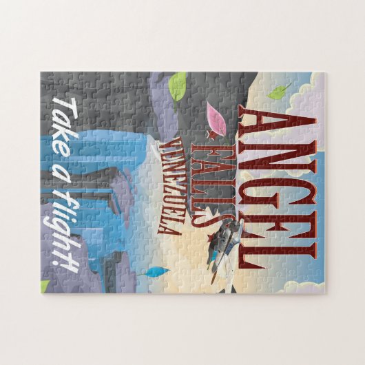 Engelwatervallen Venezuela vakantieposter. Legpuzzel (Horizontaal)