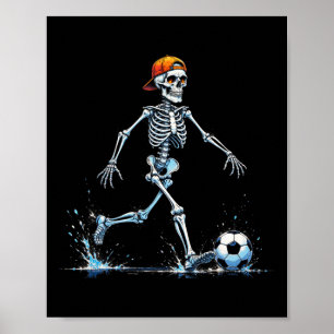 Enger skelet-voetbalspeler Grappige Halloween 2025 Poster
