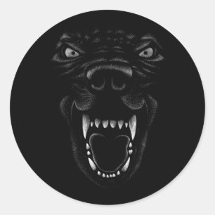 Enger zwart-hond-outfit gezicht kostuum Halloween  Ronde Sticker