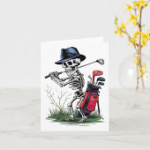 Engereng skeleton-golf grappige Halloween-golf spo Kaart (Gele Bloem)