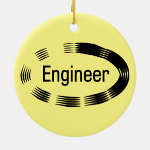 Engineer Black Oval Keramisch Ornament
