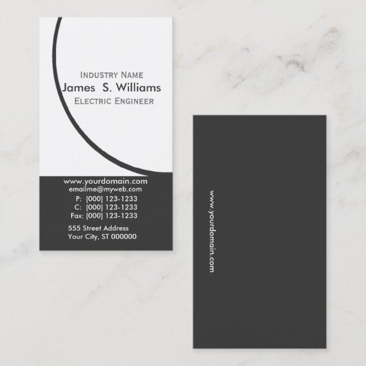 Engineer Black White Minimalist Abstract Modern Visitekaartje (Voorkant / Achterkant)