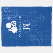 Engineer Blauwdrukstijl Aangepaste monogram Volwas Fleece Deken (Voorkant (Horizontaal))
