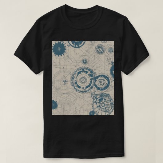 Engineer Blueprint Gears Architecture Structural D T-shirt (Design voorkant)