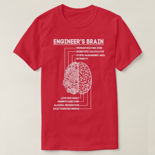Engineer Brain Funny Engineering T-shirt (Design voorkant)