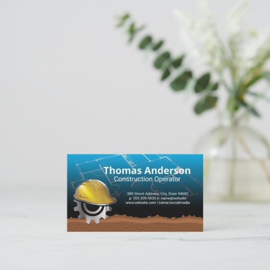 Engineer Builder | blauwdruk van een architect Visitekaartje (Staand voorkant)