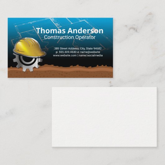 Engineer Builder | blauwdruk van een architect Visitekaartje (Voorkant / Achterkant)