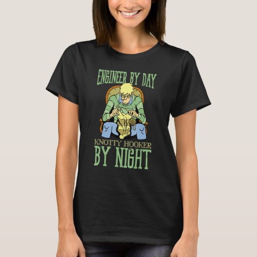 Engineer By Day Knitting By Night Yarn Crocheting T-shirt (Voorkant)