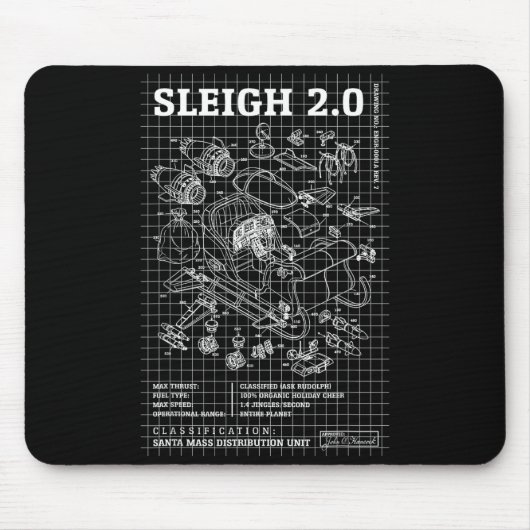 Engineer Christmas Funny Santa Rocket Sleigh Bluep Muismat (Voorkant)