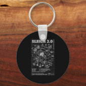 Engineer Christmas Funny Santa Rocket Sleigh Bluep Sleutelhanger (Voorkant)